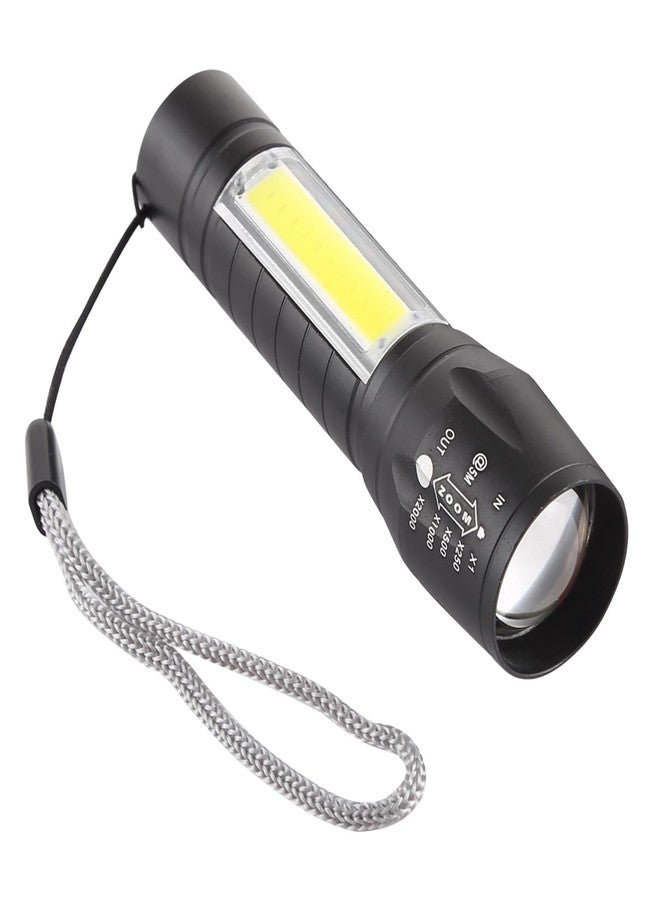 HACER LED Flashlight Mini Camping Torch Pocket Compact Portable USB Rechargeable Lamp with COB Side Lantern for Outdoor Hiking Camping Running - Image 1